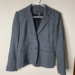 Rafaella Women's Black, White, Blue Stripes Blazer/Jacket Wool Blend Size 6P Pet